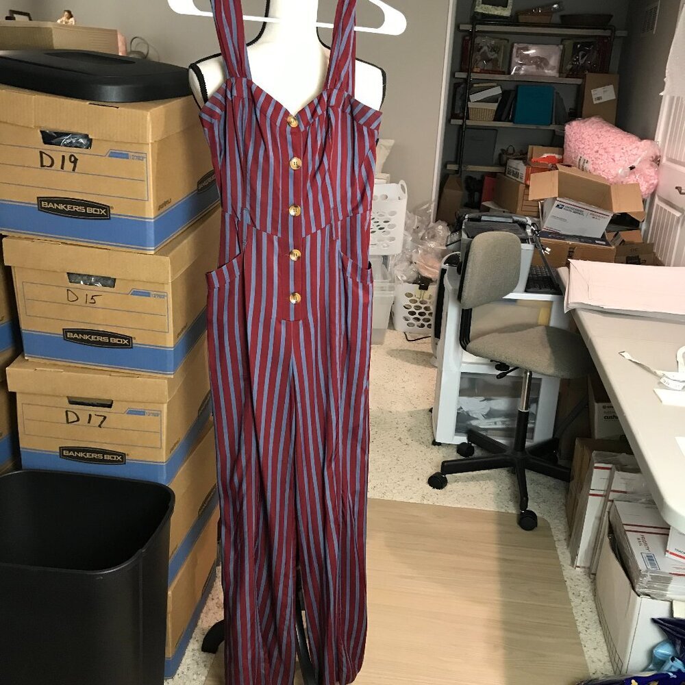 Women's Free People Red/blue striped wide leg Jumpsuit Size 4